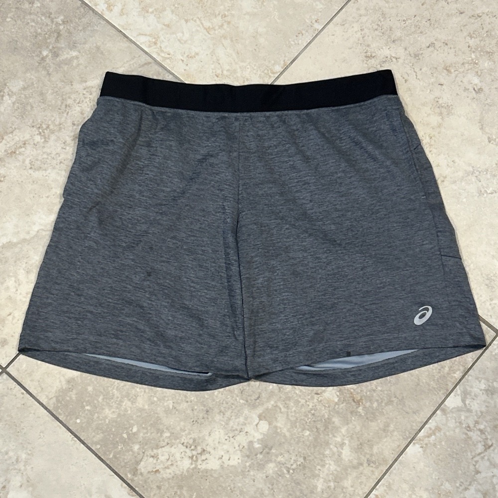 Asics Cycling Shorts Mens XL Gray 8" Woven Training Gym Activewear Performance